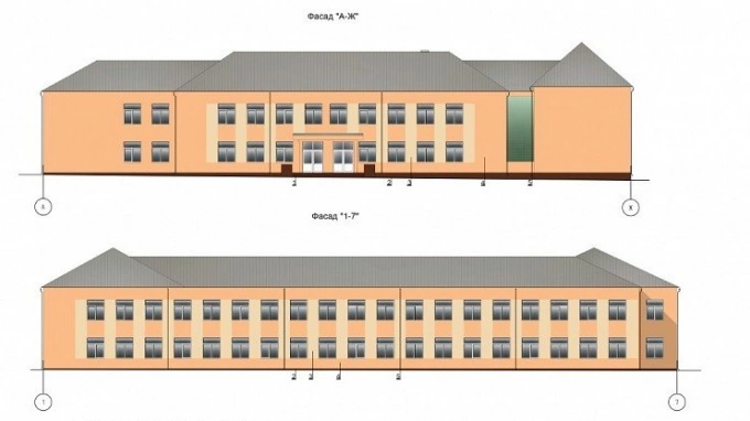 Фасад школы чертеж