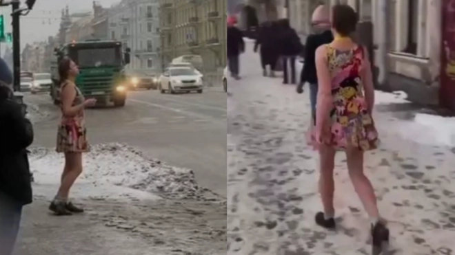 По центру Петербурга гулял горожанин в женском летнем платье