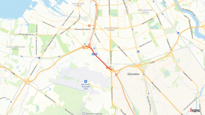 На КАД между развязками с Пулковским шоссе и ЗСД перекроют одну полосу движения