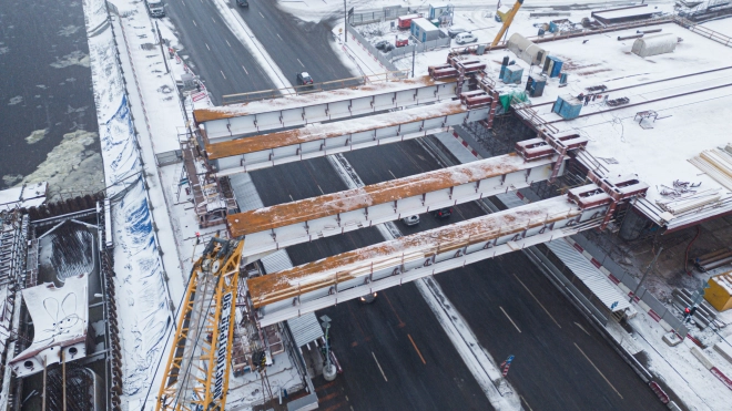 Смольный показал строительство Большого Смоленского моста с высоты птичьего полёта