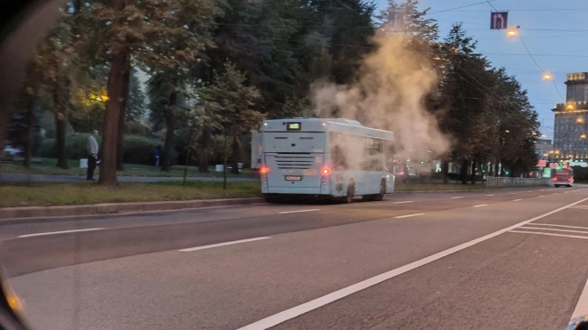 На проспекте Стачек задымился лазурный автобус
