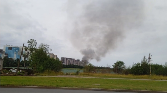 Пожар охватил ангар площадью 450 "квадратов" в Приморском районе