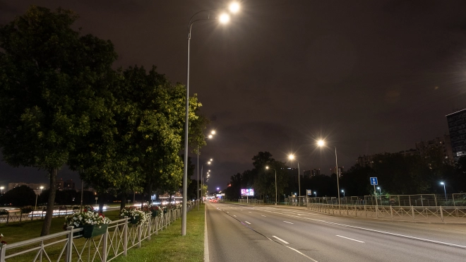 На Пулковском шоссе завершено обновление системы наружного освещения