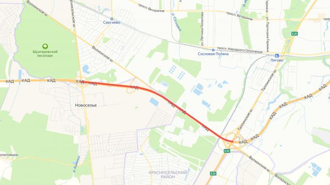 На КАД от Таллинского до Красносельского шоссе перекроют две из трех полос движения