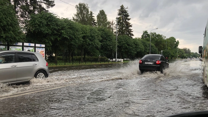 В Сестрорецке из-за дождя затопило парадную дома