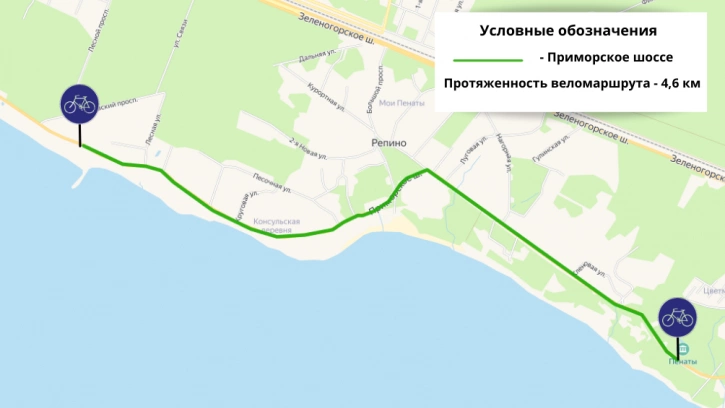 В Курортном районе Петербурга появится новая велосипедная дорожка