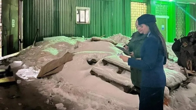 Рабочий погиб под глыбой льда на территории фабрики в Ленобласти