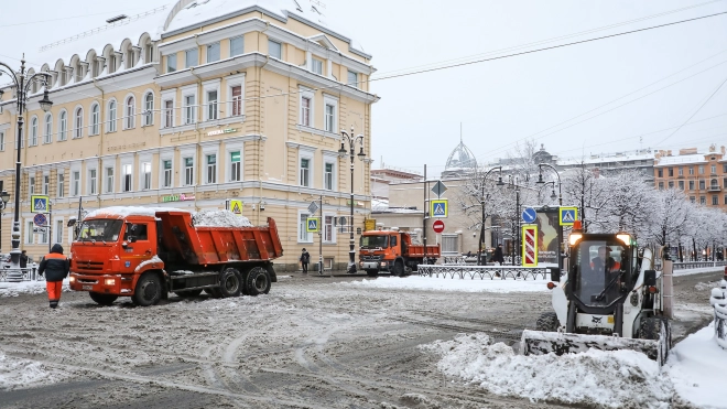 Коммунальные службы Петербурга активизировали уборку снега после рекордных осадков