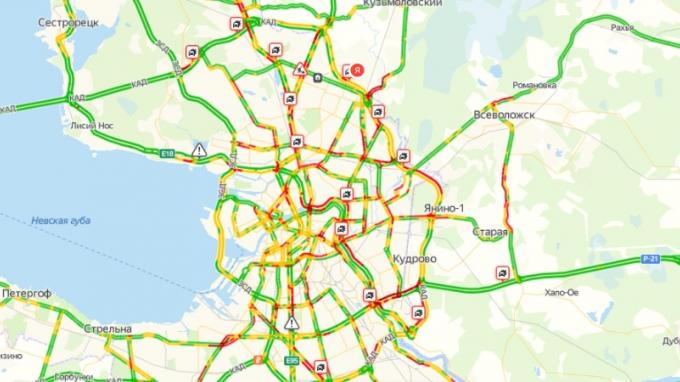 Санкт петербург карта пробки