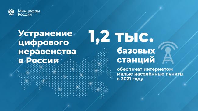 В малых населенных пунктах РФ в 2021 году будет установлено около 1200 станций для обеспечения интернетом