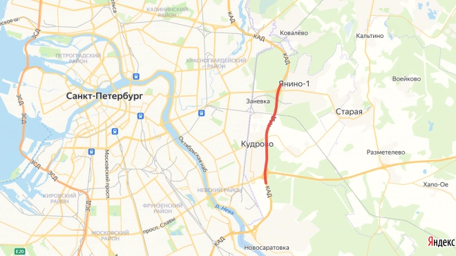 Полосу движения перекроют на КАД между развязками с Колтушским и Мурманским шоссе
