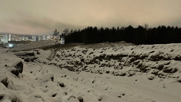 Петербуржцы заметили горы грязного снега на территории Шуваловского леса