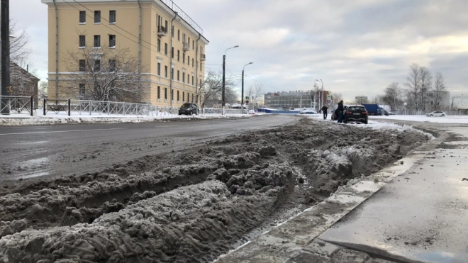 За сутки в Петербурге вывезли 56 тыс. кубометров тающего снега