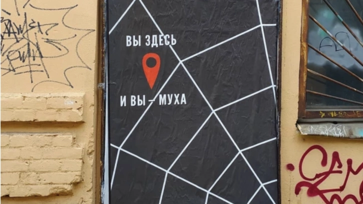 Новый стрит-арт в виде паутины появился в центре Петербурга 