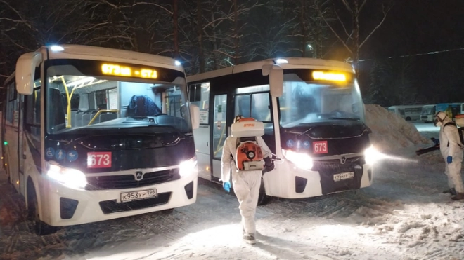 Автобусы в Ленобласти выходят на маршруты после ежедневной утренней дезинфекции