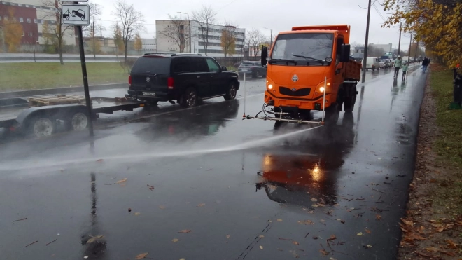 В Петербурге дорожники возобновили влажную уборку городских магистралей