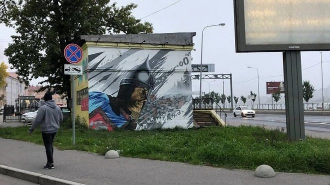 На Синопской набережной появился стрит-арт с Александром Невским