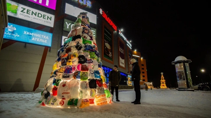 В Гатчине появилась новогодняя елка из пакетов