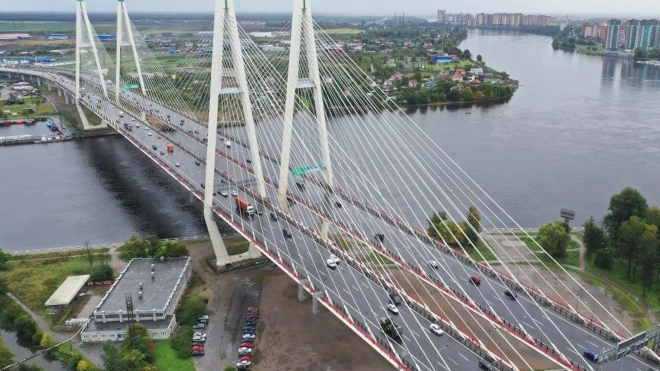 Ремонт перекроет две полосы движения на вантовом мосту с 15 по 30 марта в Петербурге