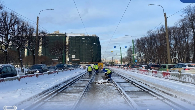 Петербуржцам рассказали о ходе ремонта трамвайных путей вдоль Лебяжьей канавки