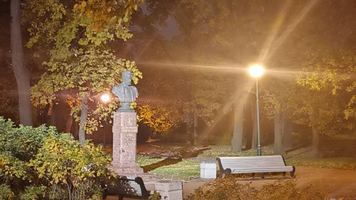 В международный день музыки в Таврическом саду "огнями засиял" памятник-бюст Чайковского 