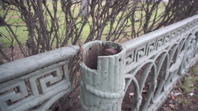 С исторической ограды Александровского парка исчезли боевые топоры