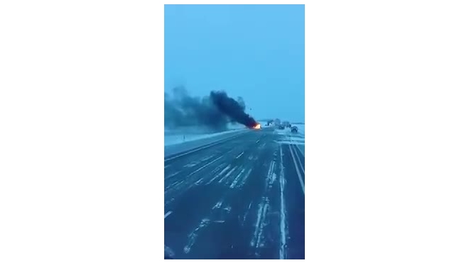 Очевидец снял ужасное ДТП на трассе Омск-Павлодар