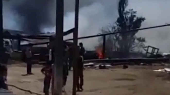 Появились фото и видео взрыва на асфальтобетонном заводе в Дагестане