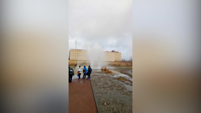 На улице Маршала Казакова забил фонтан с холодной водой