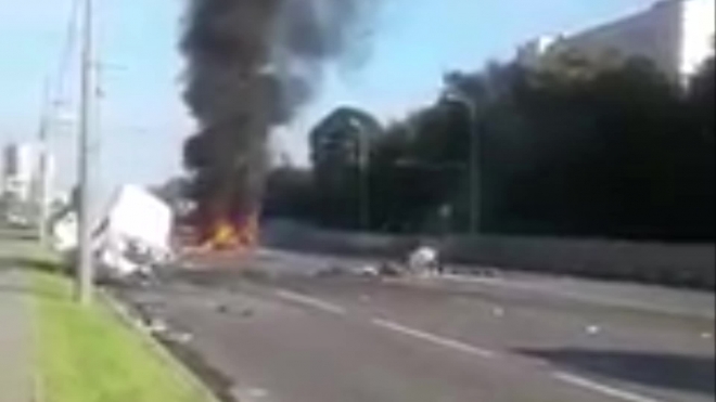 Появилось видео с места страшного ДТП на Волоколамском шоссе в Москве