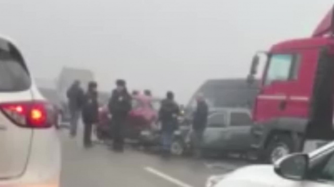 Видео: На трассе "Дон" более 20 машин столкнулись из-за тумана