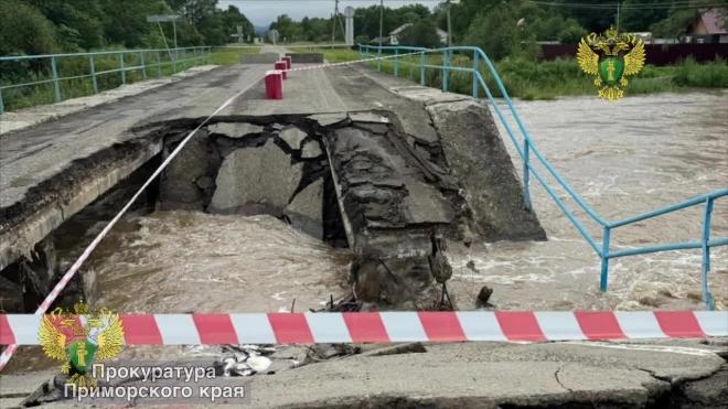 В Приморье частично обрушился автомобильный мост