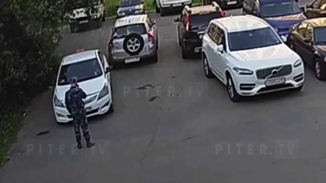 Пьяный таксист прокатил охранника на капоте и сшиб столб на Пулковской улице