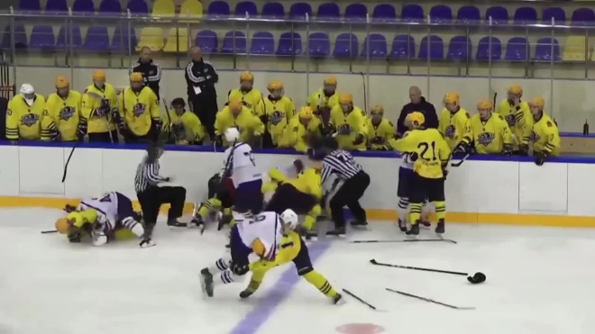 В матче российских хоккейных команд произошла массовая драка