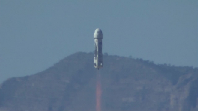 Blue Origin^ видео запуска и посадки ракеты New Shephard появилось в YouTube