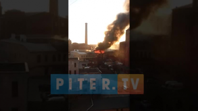 Видео: в Выборгском районе загорелся завод "Красная нить"