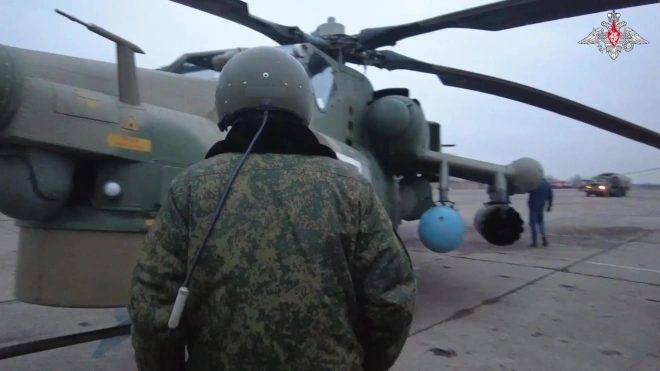 Минобороны показало кадры боевой работы экипажей ударных вертолетов Ми-28Н