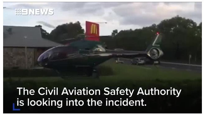 Необычное видео из Австралии: Мужчина прилетел на вертолете в "Макдоналдс" за перекусом