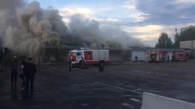 Пожар на Остужевском рынке Воронежа сняли на видео