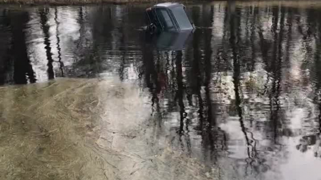 В Пушкине из пруда достают BMW