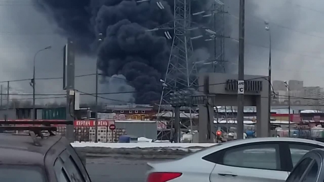 Появилось видео сильного пожара в Подмосковье