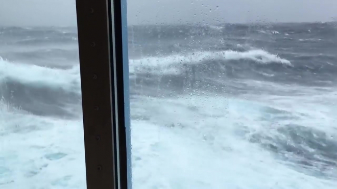 Видео шторма: 9-метровая волна накрыла круизный лайнер
