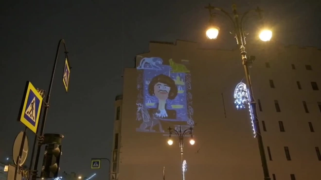 На фасадах зданий в Петербурге появились новогодние светопроекции с детскими рисунками