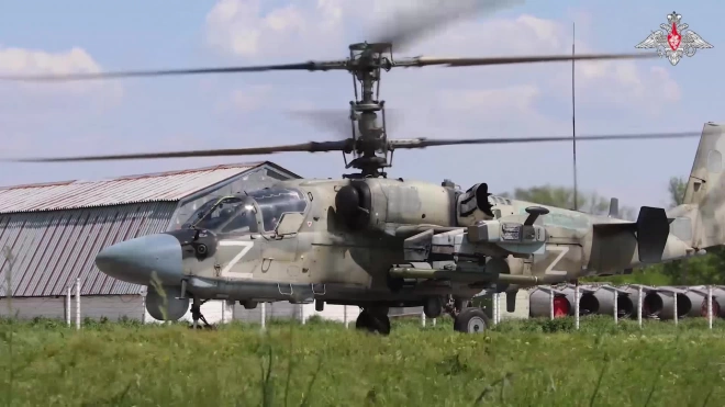 Ударные вертолеты Ка-52 уничтожили пункт управления и бронетехнику ВСУ