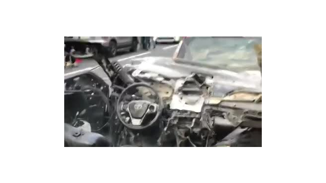 Появилось жесткое видео с места взрыва автомобиля в Киеве