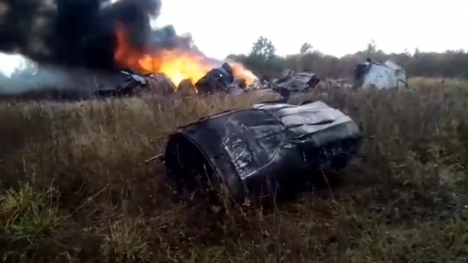 В сети появилось видео с места падения МиГ-29 в Подмосковье