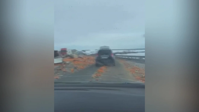 На трассе М-5 под Челябинском попала в ДТП фура с мандаринами