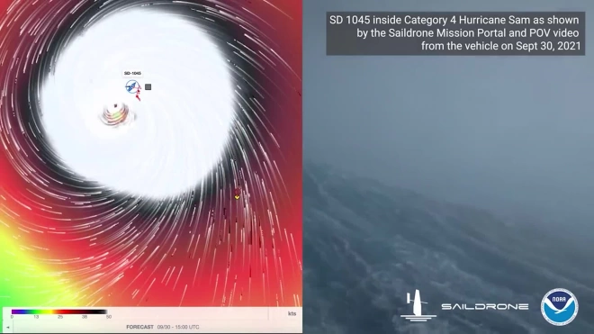 Беспилотник впервые заснял видео из эпицентра урагана