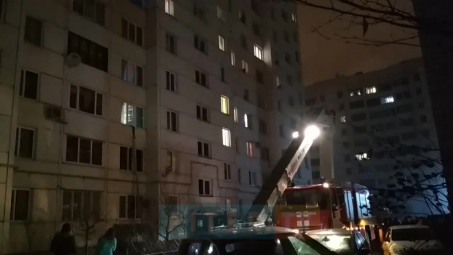 Пожар в Шушарах: людей спасали из горящей квартиры по пожарной лестнице