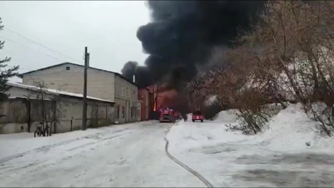 На обувном предприятии в Пскове загорелся склад